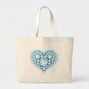 Blue Sapphire Heart Gems Large Tote Bag