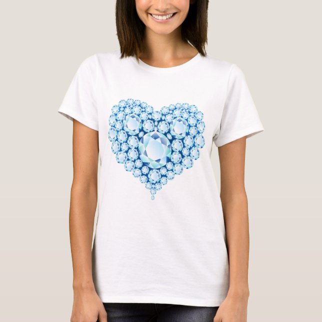 Blue Sapphire Heart Gems T-Shirt (Front)