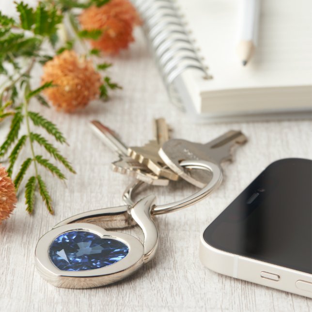 Blue Sapphire Heart Keychain (Side)