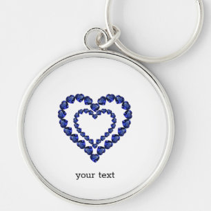 Blue Sapphire Heart Keychain
