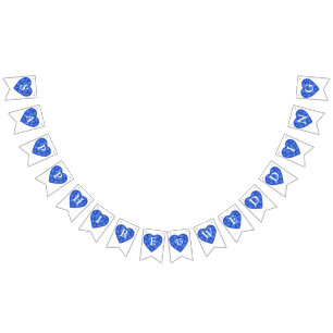 Blue sapphire heart wedding 45th anniversary bunting flags