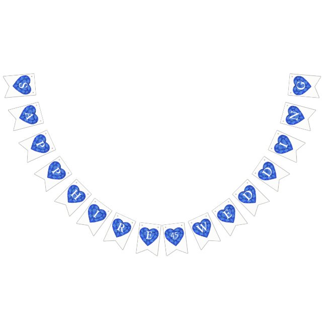 Blue sapphire heart wedding 45th anniversary bunting flags (All)