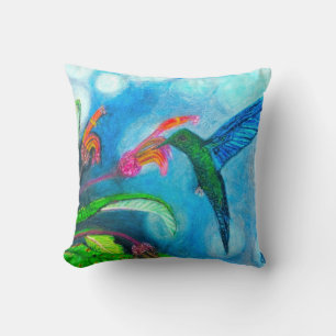 BLUE SAPPHIRE HUMMINGBIRD pillow