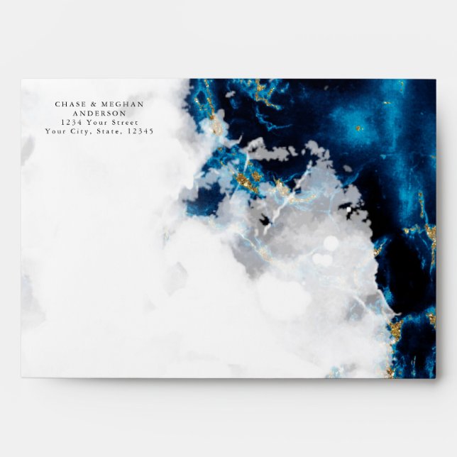 Blue Sapphire Marbled Geode  BarefootBride™ Envelope (Front)