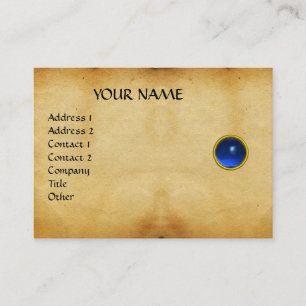 BLUE SAPPHIRE MON ,GREY AGATA  parchment, Gold Business Card