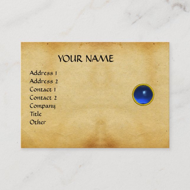 BLUE SAPPHIRE MON ,GREY AGATA  parchment, platinum Business Card (Front)