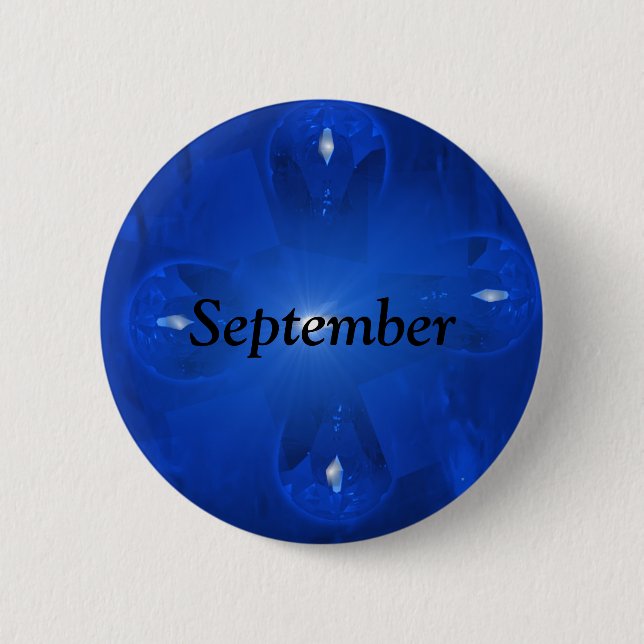Blue Sapphire September Birthstone 2 Inch Round Button (Front)