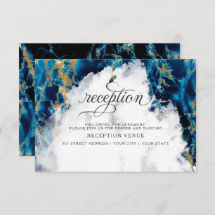 Blue Sapphire Watercolor Geode BarefootBride™ Invitation