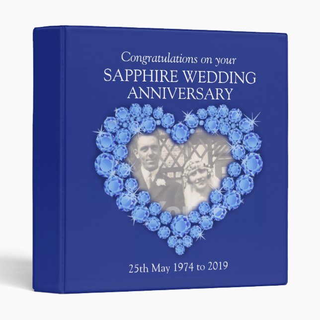 Blue sapphire wedding anniversary photo folder binder (Front/Spine)