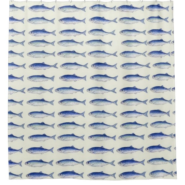 Blue Sardines Horizontal Minimal Coastal Pattern (Front)