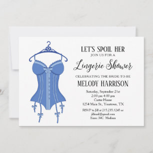 Blue Sassy Lingerie Bridal Shower Invitation