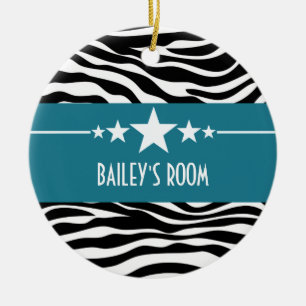 Blue Sassy Star Zebra Ornament