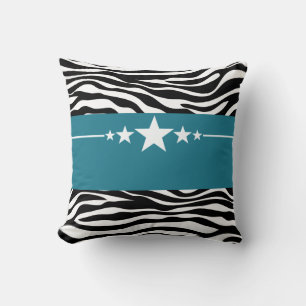 Blue Sassy Star Zebra Pillow