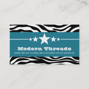 Blue Sassy Star Zebra Print Business Card