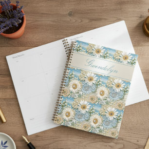 Blue Satin Daisy & Pearles 3D