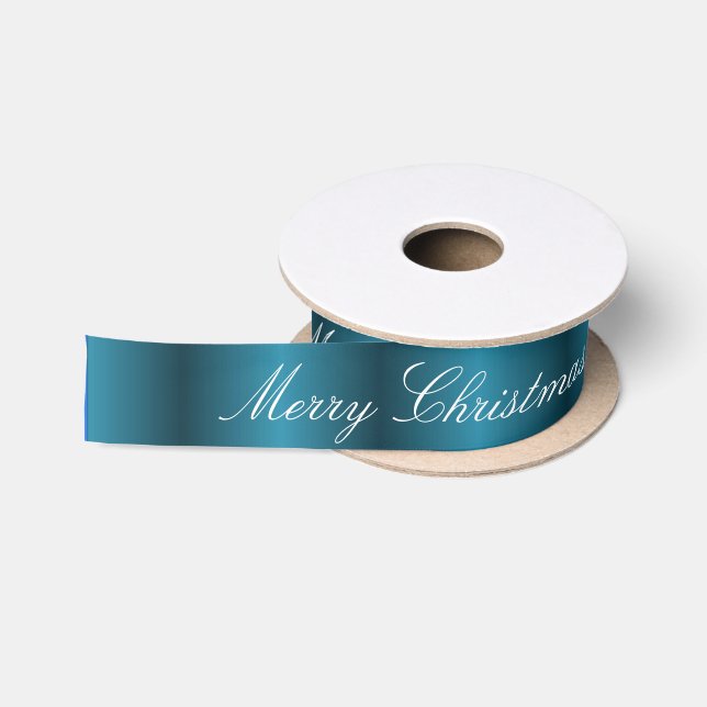 Blue satin merry Christmas Ribbon (Spool)