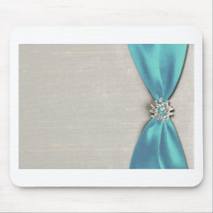 blue satin ribbon with jewel copy mouse pad