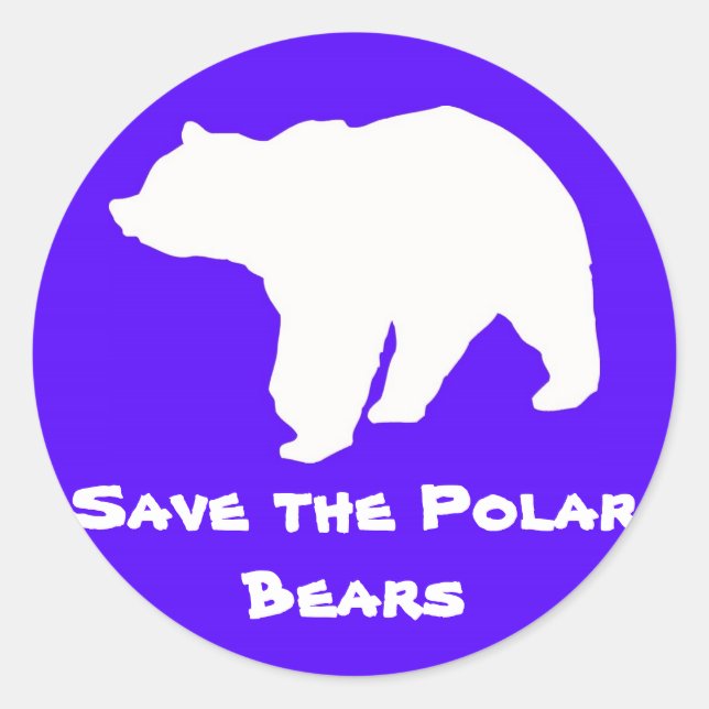 Blue Save the Polar Bears Stickers (Front)