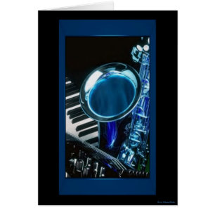 Blue Saxophone Card