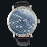 Blue Saxophone Watch<br><div class="desc">Blue Saxophone - Designed by Norman Reutter</div>