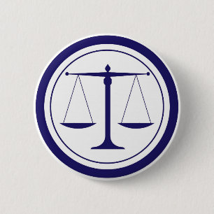 Blue Scales of Justice Silhouette 2 Inch Round Button