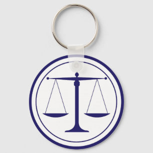 Blue Scales of Justice Silhouette Keychain