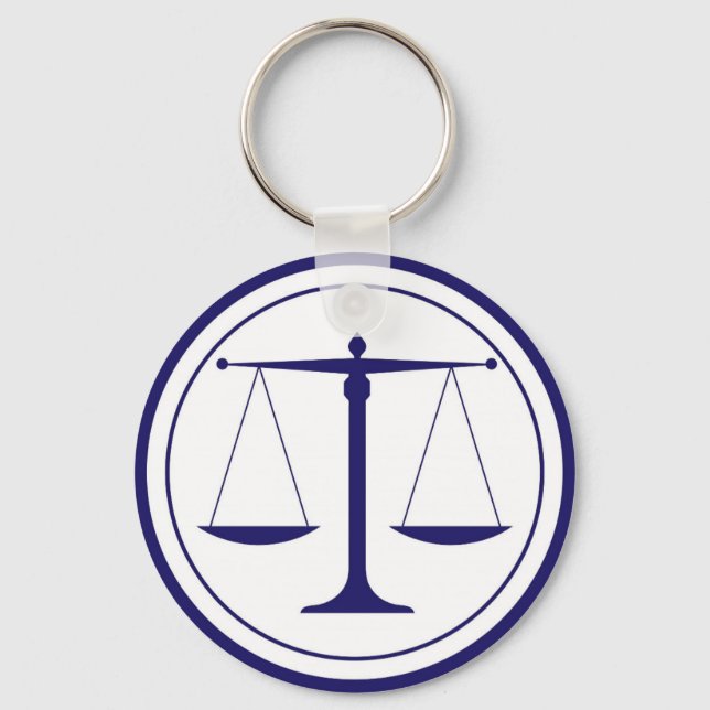 Blue Scales of Justice Silhouette Keychain (Front)