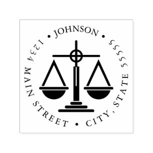 Blue Scales of Justice Silhouette Return Label Self-inking Stamp