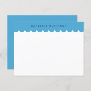 Blue Scallop Border Modern Stationery note card