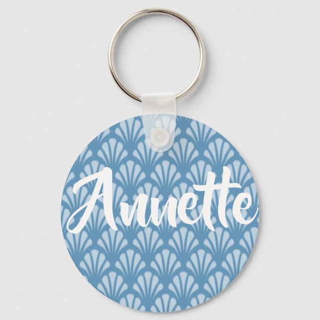 Blue Scallops Pattern Keychain (Front)
