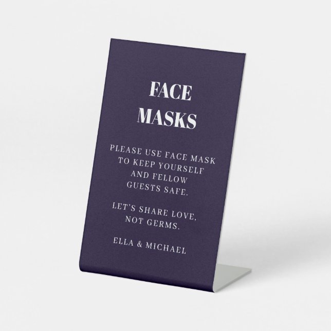 Blue Scandi Wedding Face Mask Sign (Front)