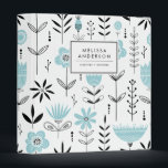 Blue Scandinavian Floral Pattern Custom Binder<br><div class="desc">Organize your taxes,  recipes,  notes and so much more with this Scandinavian-inspired binder. It features a black and blue floral pattern. Personalize by adding your name or short phrase. This floral binder will be perfect as a personalized gift. Matching items are available.</div>