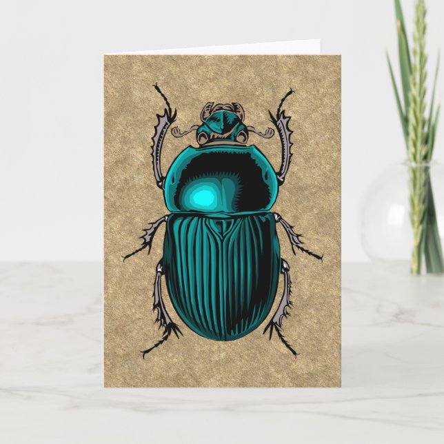 Blue Scarab Greeting Card (Front)