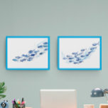 Blue School of Fish Watercolor<br><div class="desc">This design may be personalized by choosing the Edit Design option. You may also transfer onto other items. Contact me at colorflowcreations@gmail.com or use the chat option at the top of the page if you wish to have this design on another product or need assistance with this design. See more...</div>