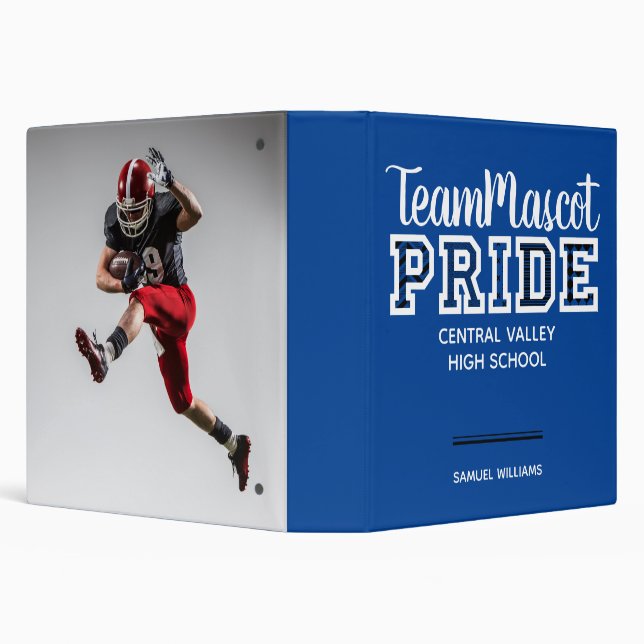 Blue School Pride Mascot Name 3 Ring Binder (Background)