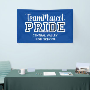 Blue School Pride Mascot Name Banner