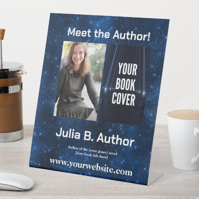 Blue Sci-Fi Author Event Book Launch  Pedestal Sign (In SItu)