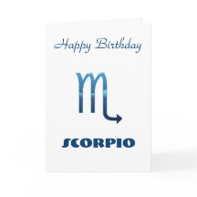 Blue Scorpio Zodiac Sign Birthday Card