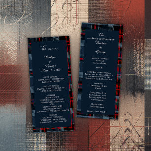 blue scottish country wedding menu & program