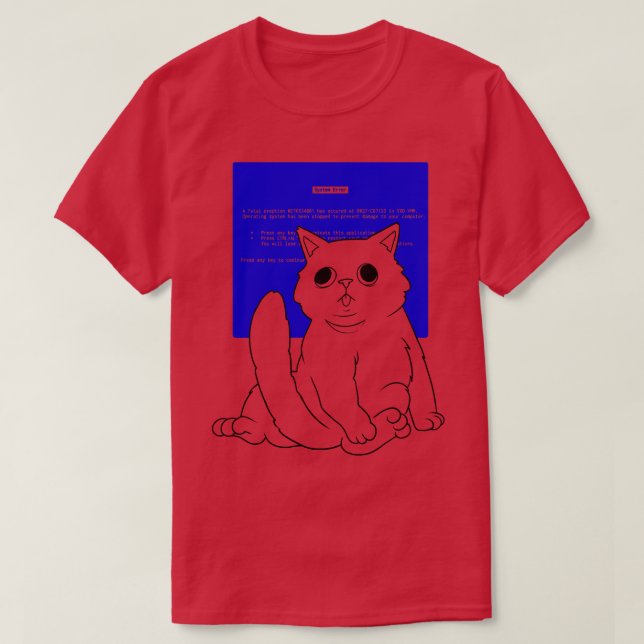 Blue Screen Cat by Tobe Fonseca T-Shirt (Design Front)