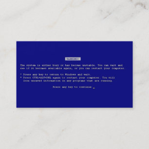 Blue Screen of Death Gag Gift Business Card
