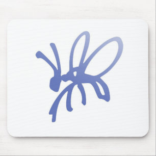 Blue Scribble Bug Mouse Pad