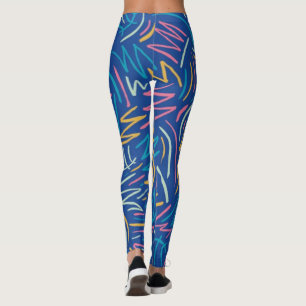 Blue Scribble Leggings