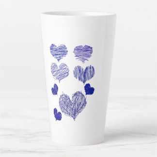 Blue Scribbled Hearts Latte Mug