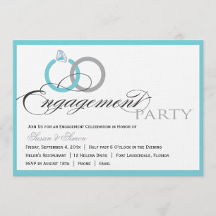 Blue Script Engagement Party Invitation