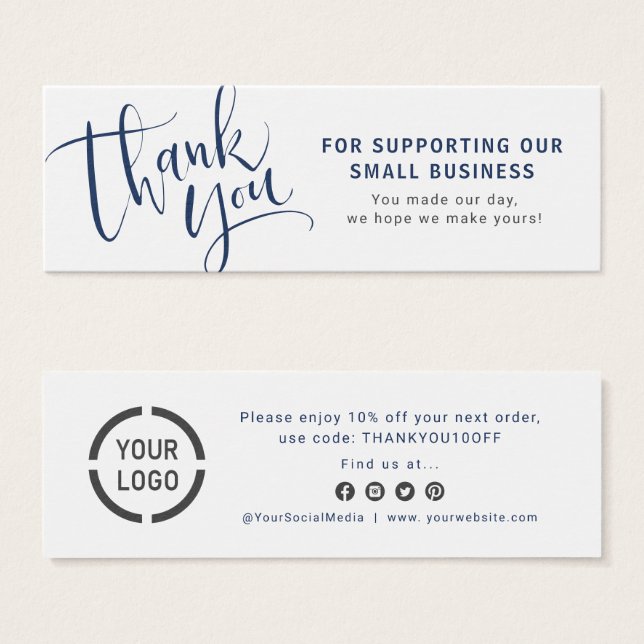 Blue script & logo business thank you insert (Front & Back)