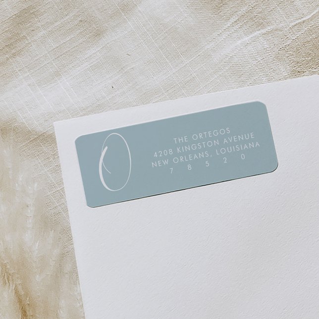 Blue Script Monogram Minimal Return Address Labels (Soft blue return address labels featuring a large script monogram.)