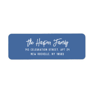 Blue Script Personalized Return Address