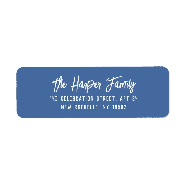 Blue Script Personalized Return Address (Front)
