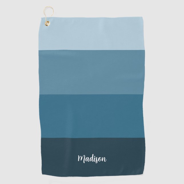 Blue Script & Stripes Golf Towel (Front)